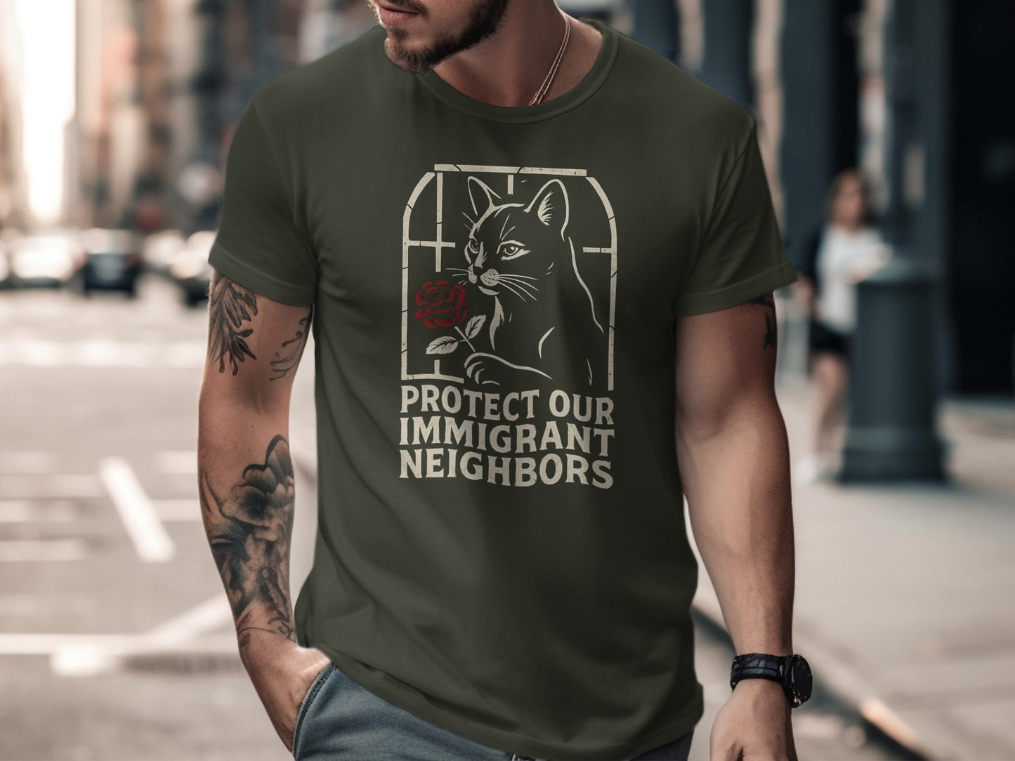 Protect Our Immigrant Neighbors Cat Graphic Shirt