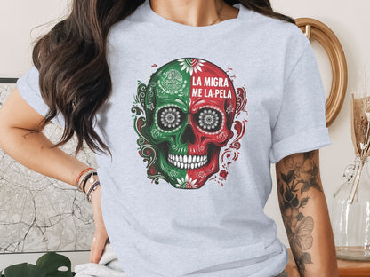 La Migra Me La Pela Skull Graphic T-Shirt product type