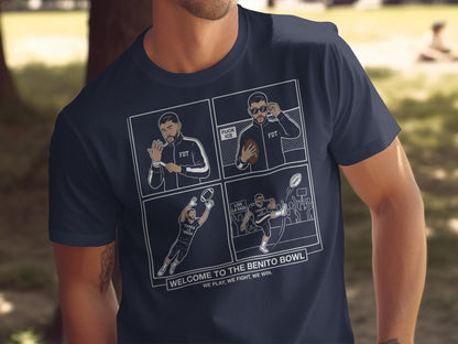 Funny Football Comic Themed T-Shirt for Sports Fans