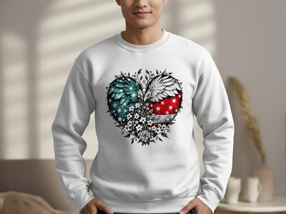 Floral Angel Wings American Flag Heart Sweatshirt product