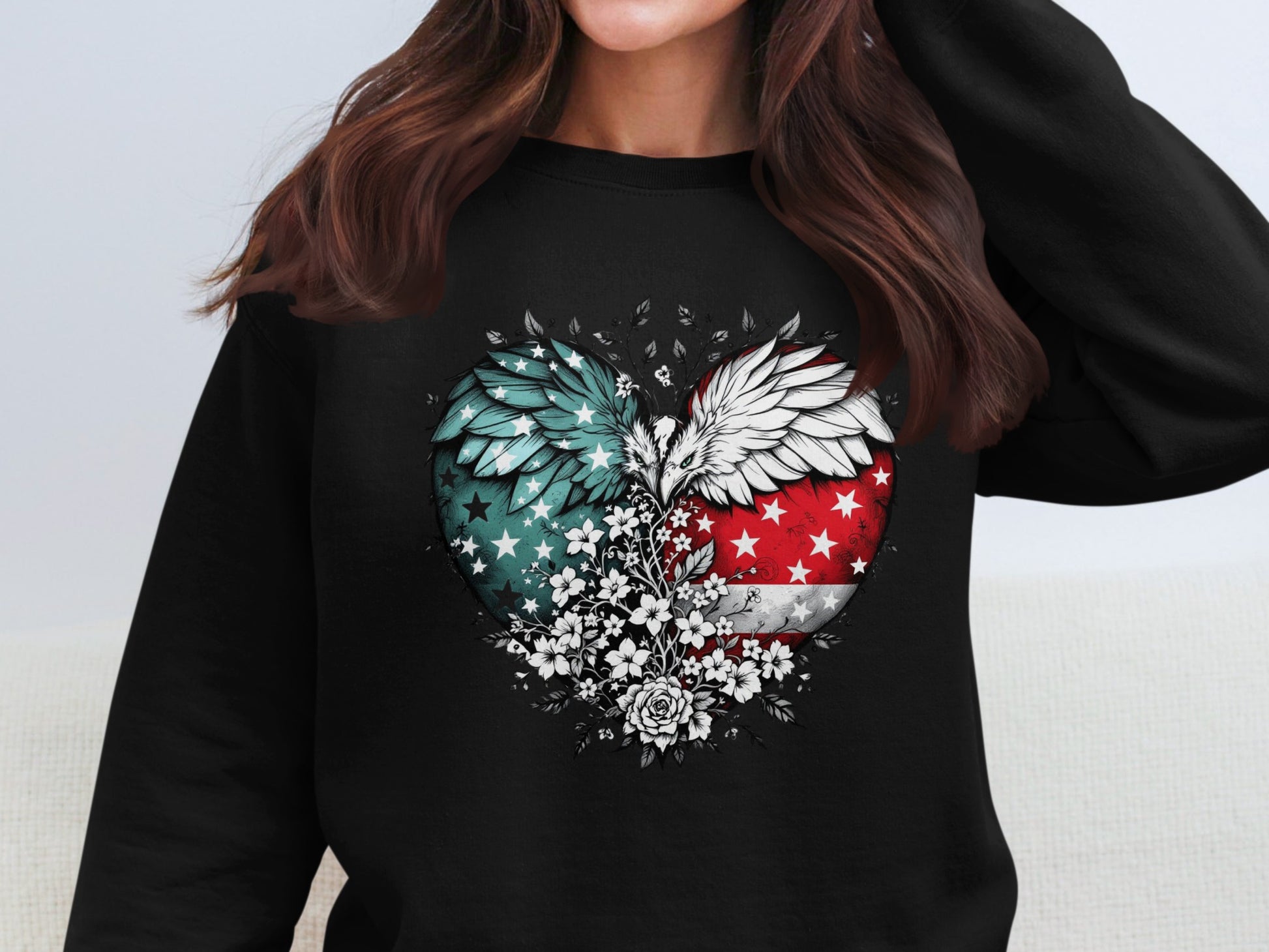 Heart Wings American Flag Eagle Floral product type