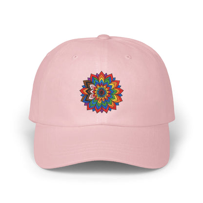 Vibrant Mandala Design on Light Pink Cap product type