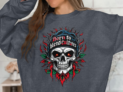 Born to Blend Cultures Skull Graphic Sweatshirt product