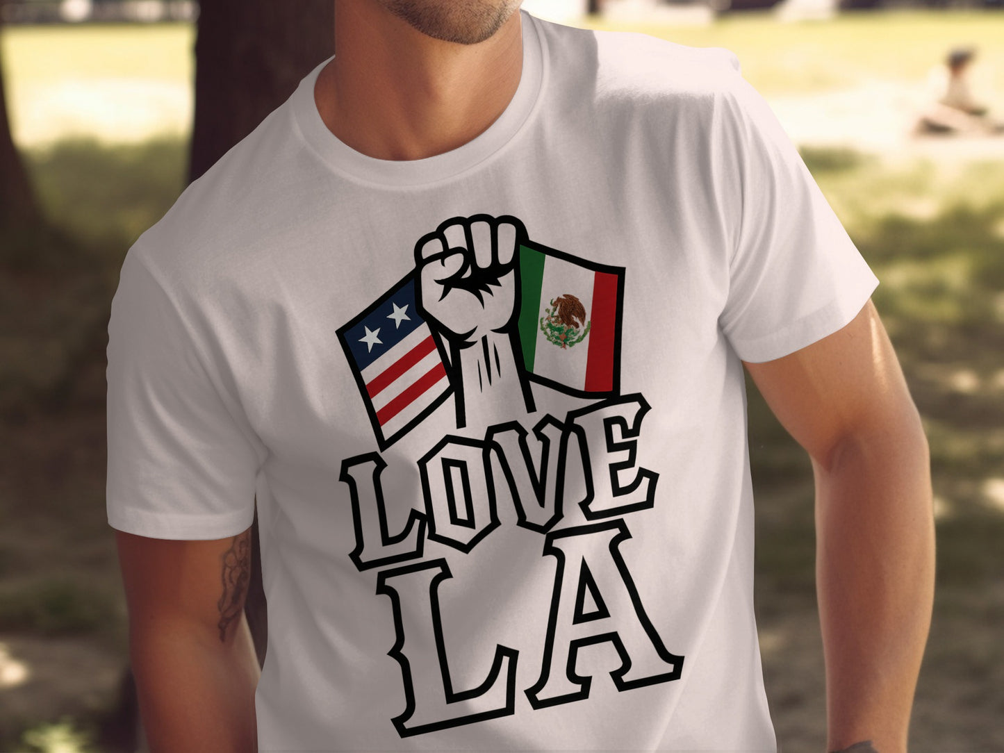 Love LA Design with Raised Fist Graphic T-shirt product type