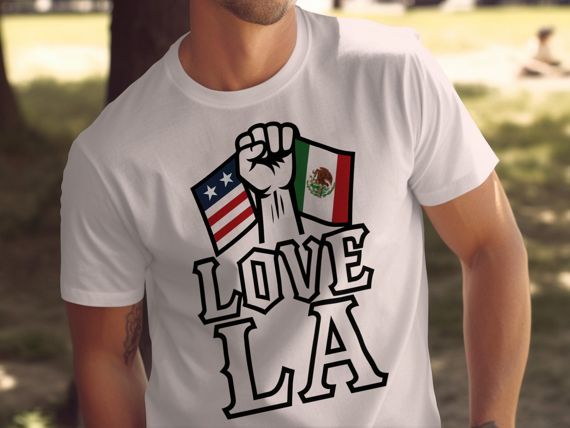 Love LA Design with Raised Fist Graphic T-shirt product type