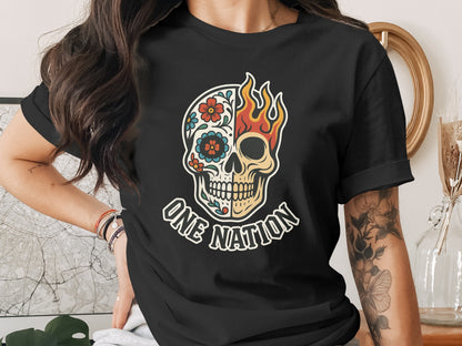 One Nation Skull with Flames Graphic Tee product