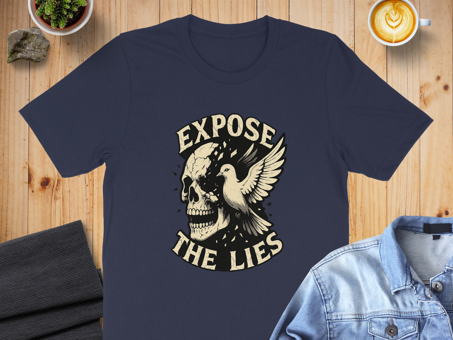 Expose the Lies Skull and Dove Graphic Shirt product