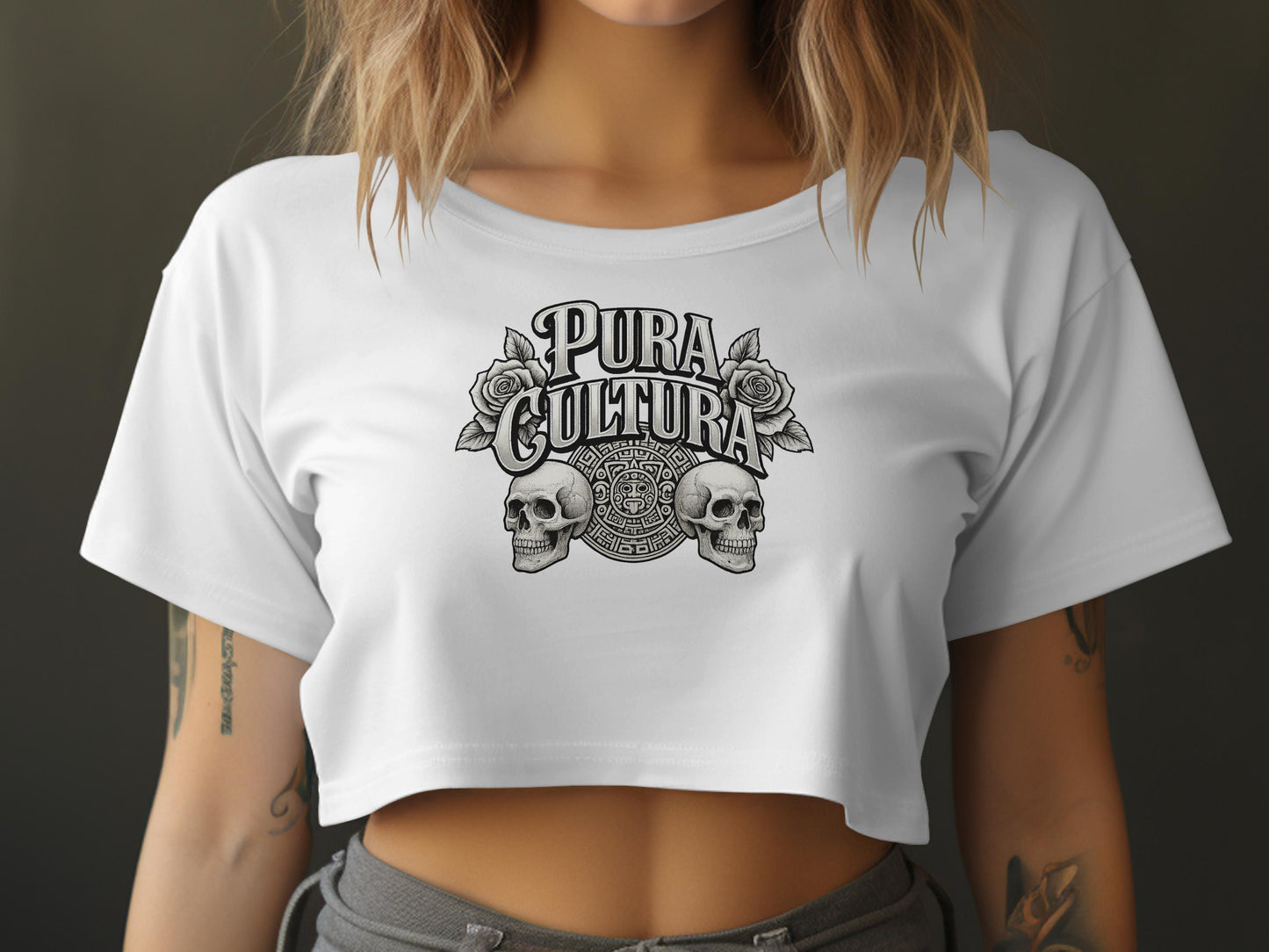 Pura Cultura Skull and Rose Graphic Crop Top product