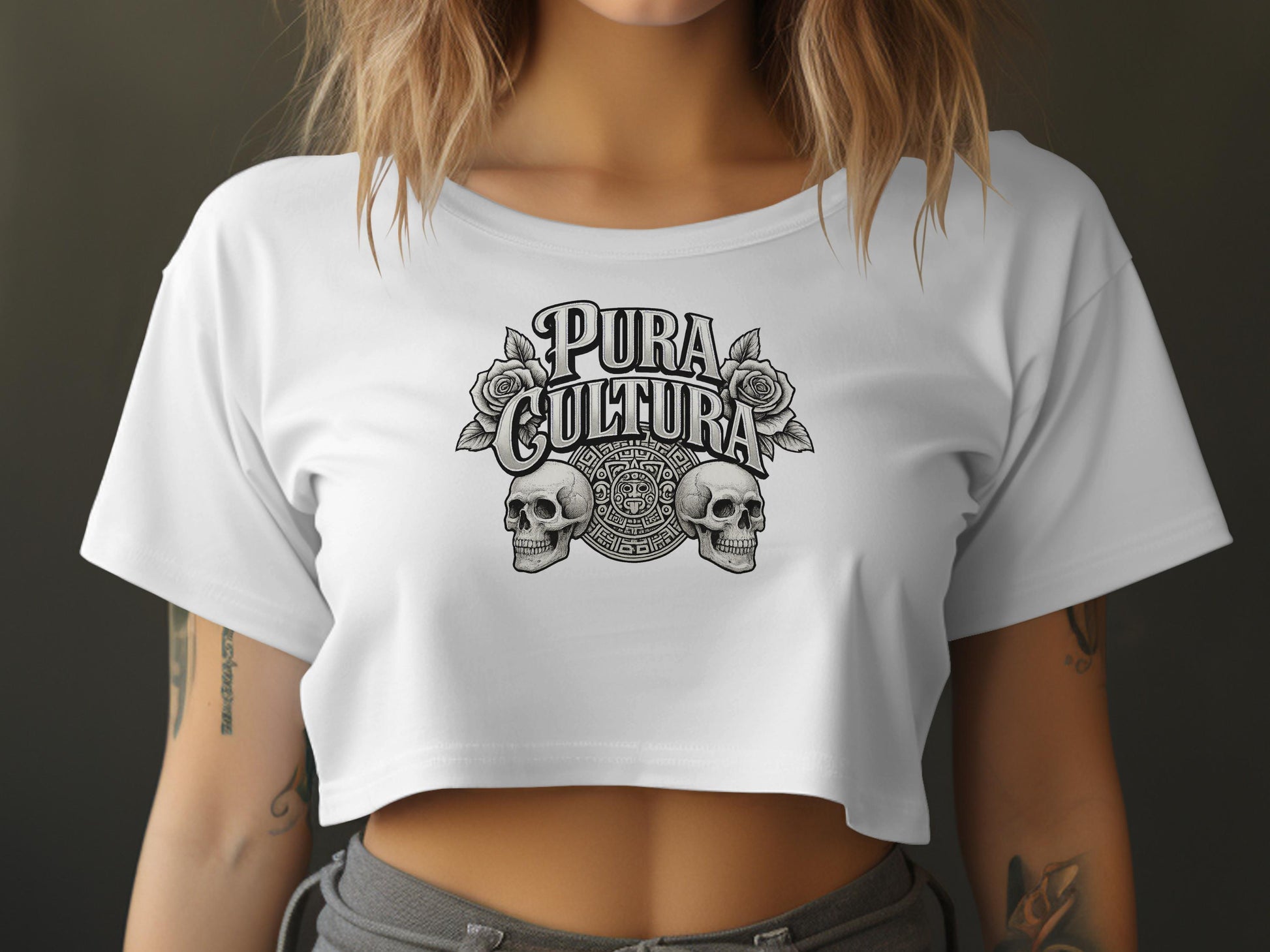 Pura Cultura Skull and Rose Graphic Crop Top product