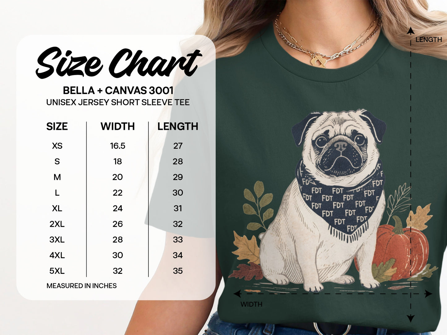 Adorable Pug With Bandana Autumn Design Shirt