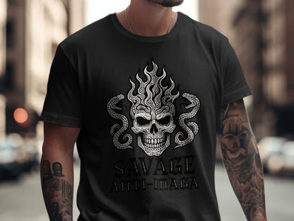 Savage Anti-Maga Skull Serpent Graphic Shirt