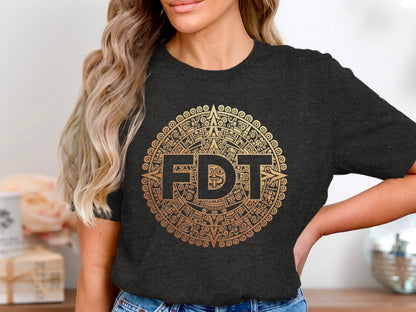 FDT Aztec Inspired Graphic Print Black T-shirt product