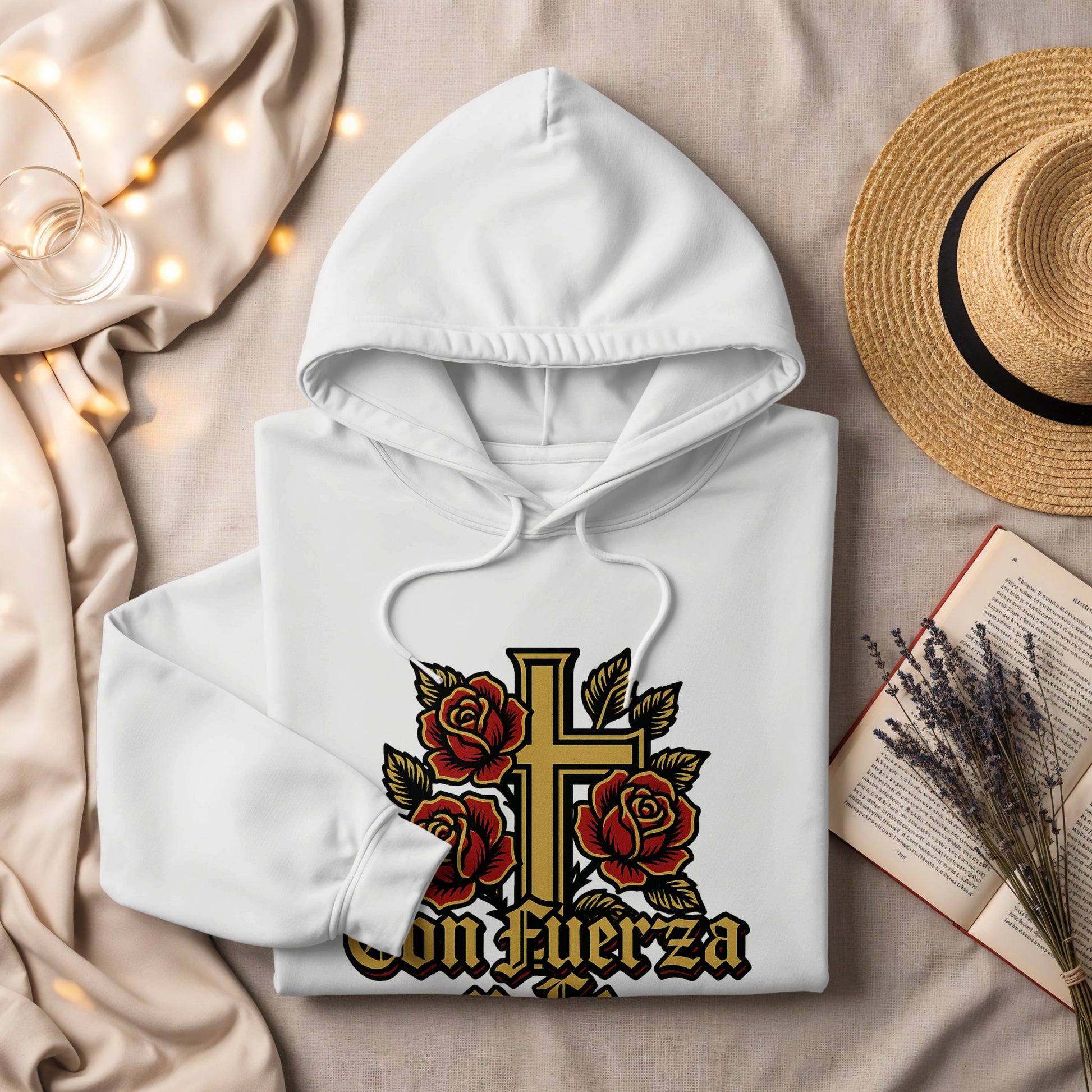 Con Fuerza Cross And Roses Graphic Hoodie product