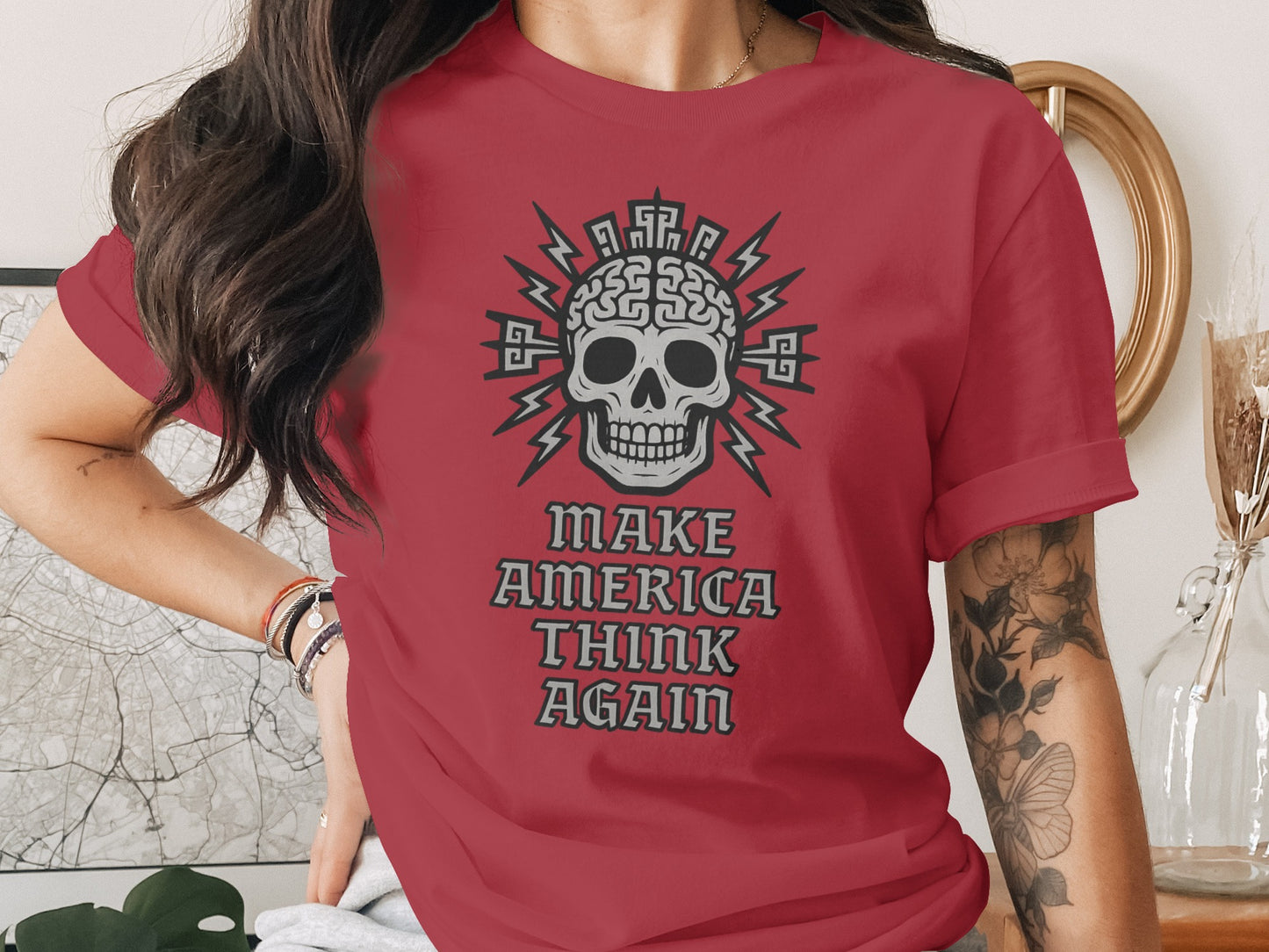 Make America Think Again Skull Design Shirt