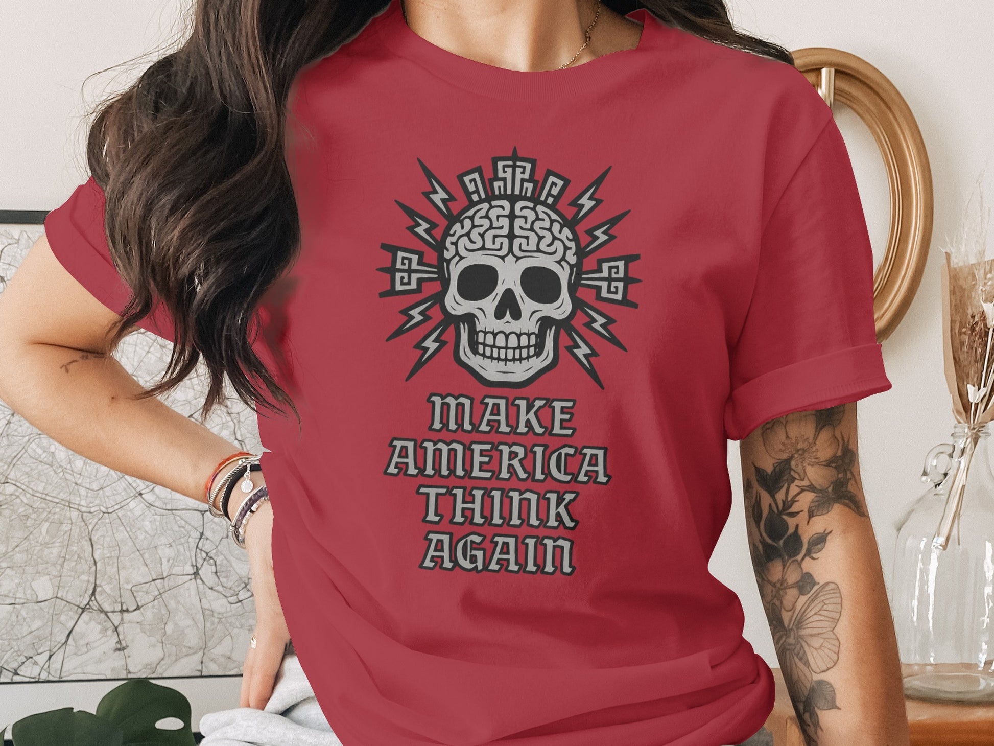 Make America Think Again Skull Design Shirt
