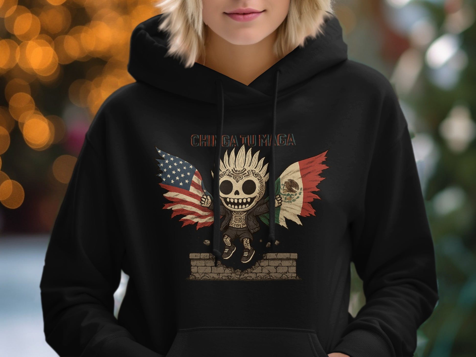 Skull Artwork American Mexican Flags Design Hoodie product
