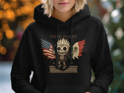 Skull Artwork American Mexican Flags Design Hoodie product