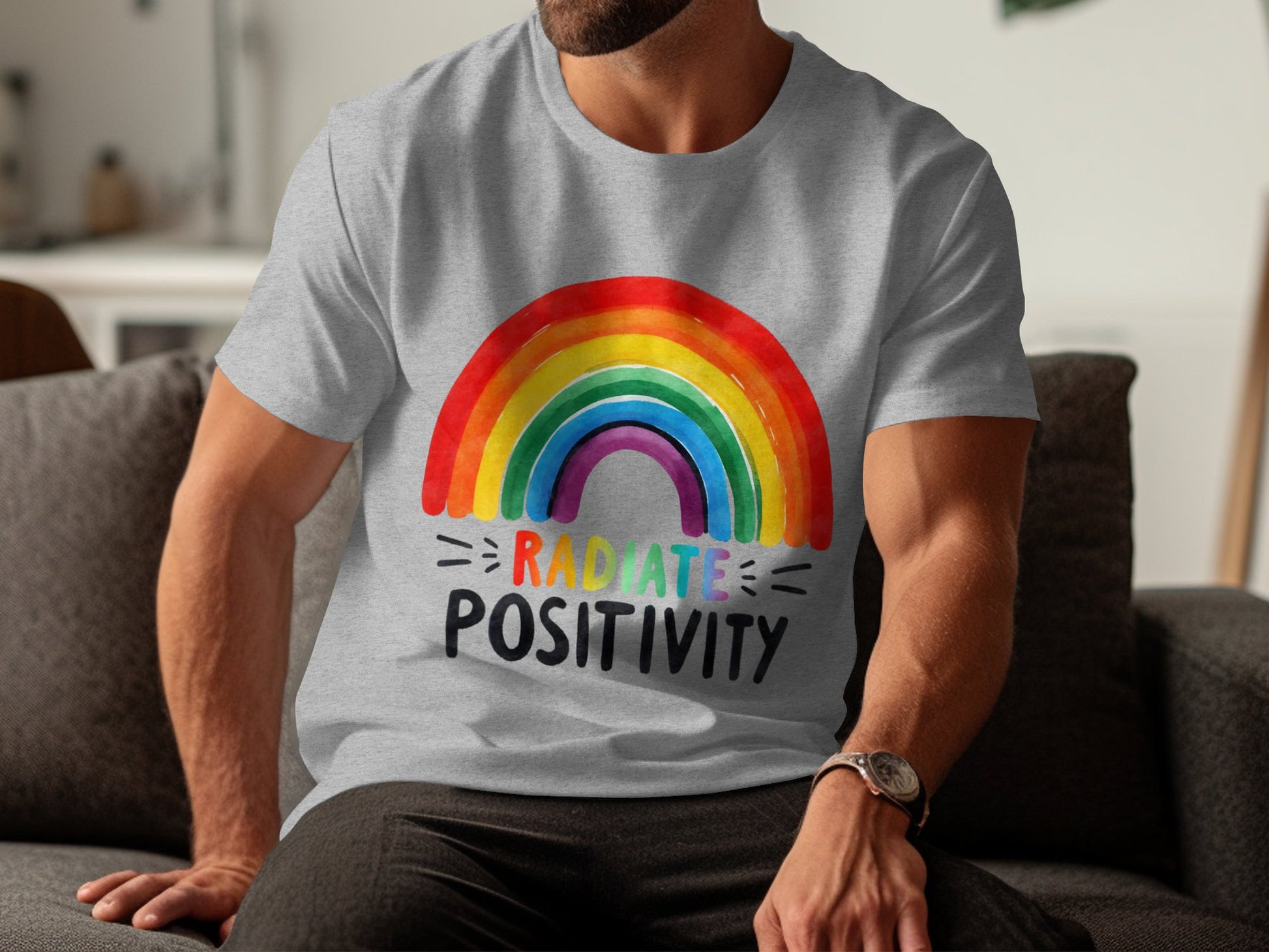 Radiate Positivity Rainbow Print Tee Shirt product type