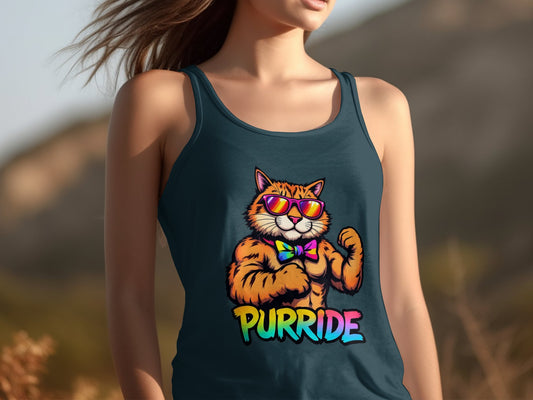 Cool Cat Purride Rainbow Tank Top Fun Graphic product