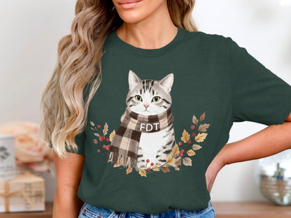 Cute Cat with Scarf Graphic Women's T-Shirt