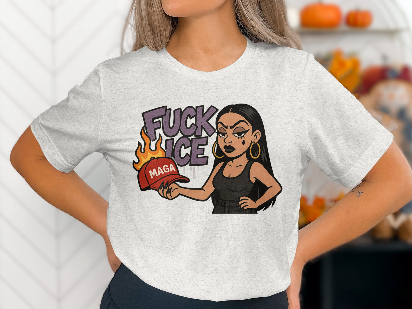 Funny Fuck ICE MAGA Hat Cartoon Graphic T-Shirt product