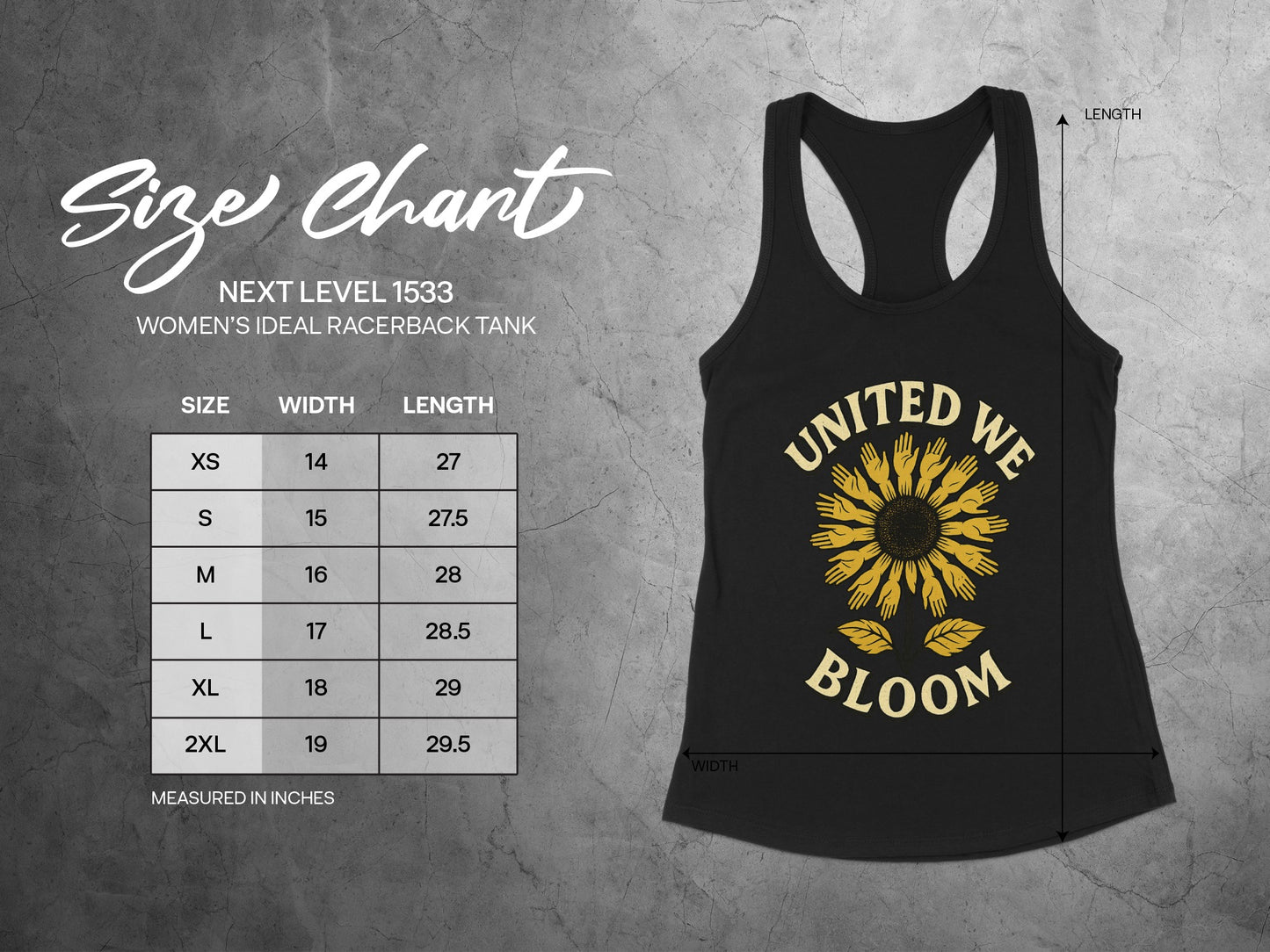 United We Bloom Stylish Racerback Tank Top