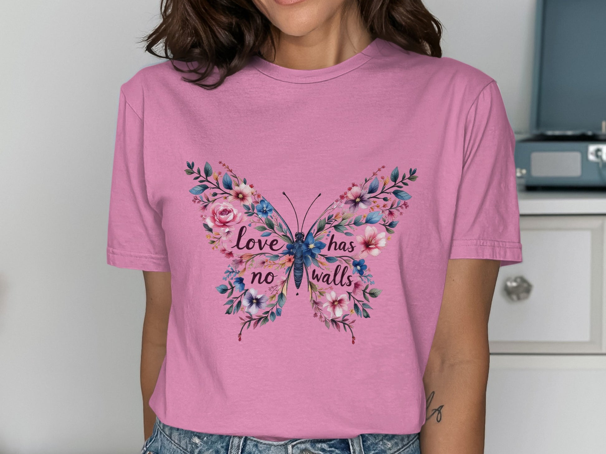 Love Has No Walls Floral Butterfly T-Shirt product type