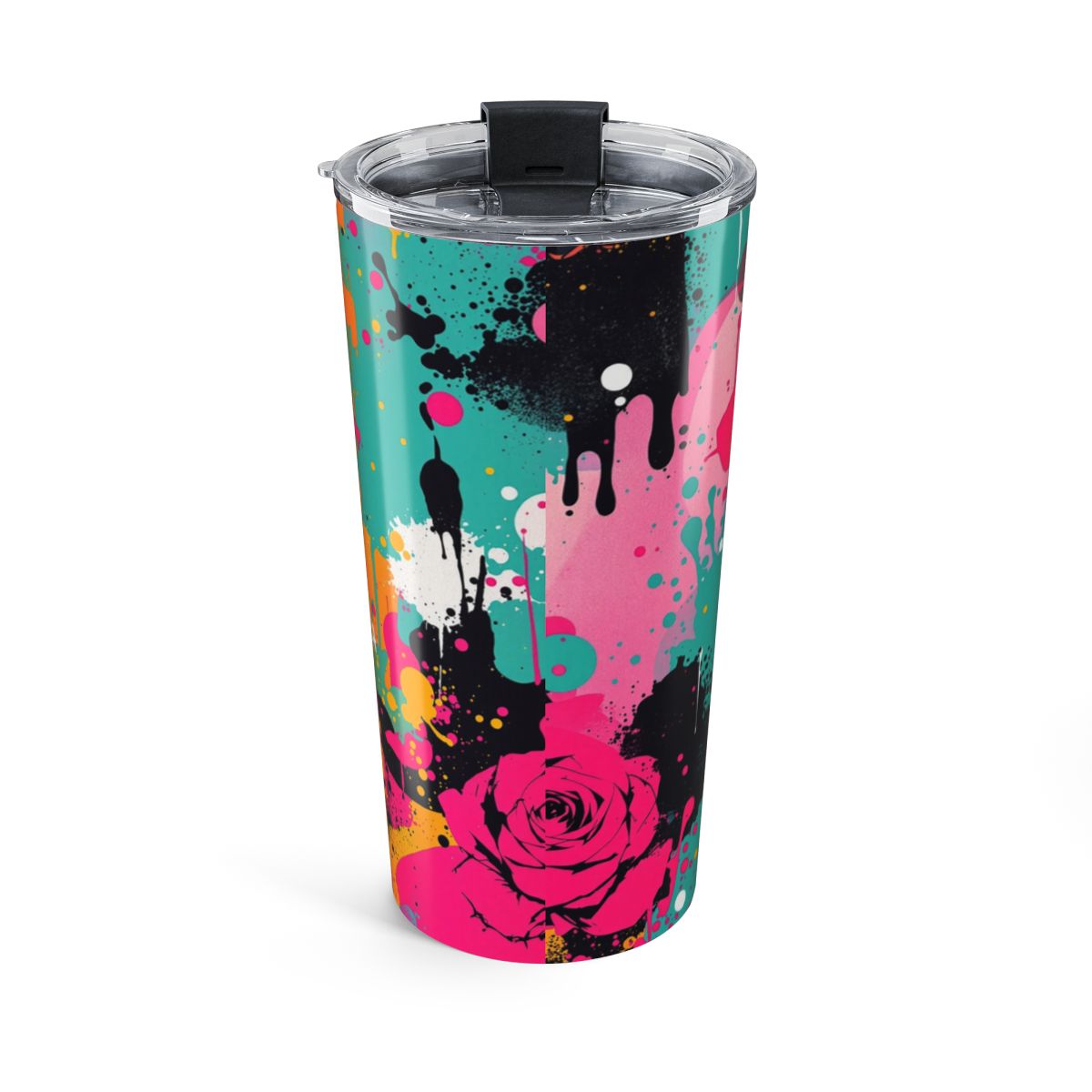 Vibrant Abstract Rose Splash Print Tumbler