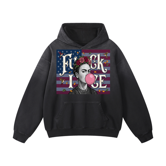 Frida Kahlo Fuck Ice Hoodie Heavyweight Sunfade Oversized Hoodie