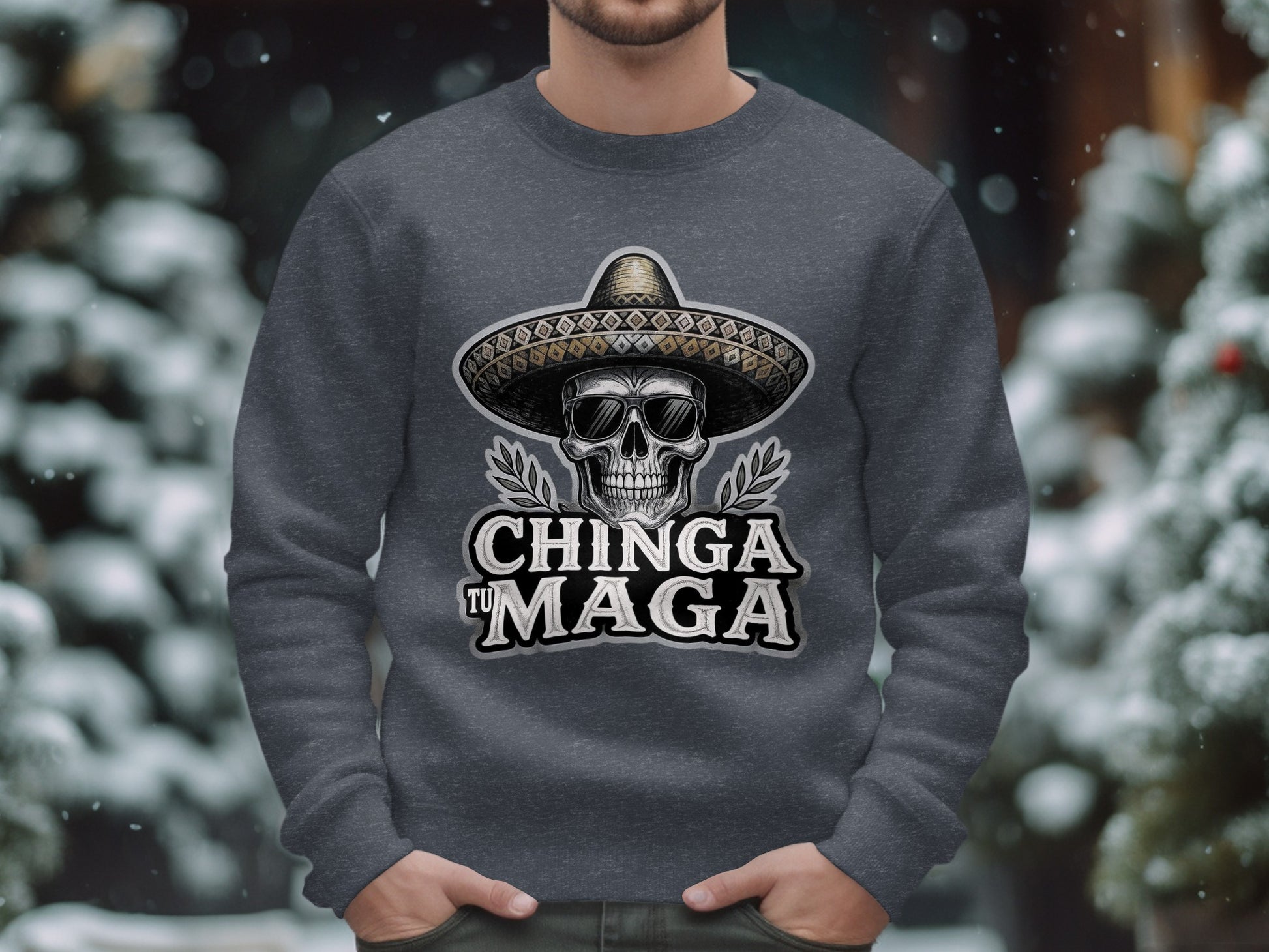 Chinga Tu Maga Skull with Sombrero Graphic Sweatshirt product type