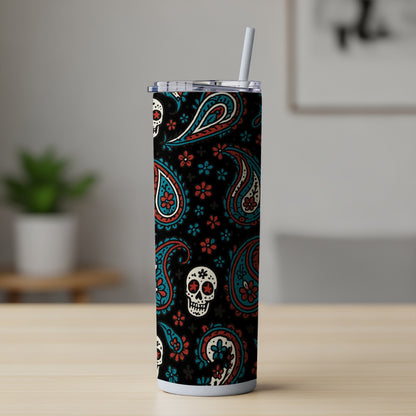 Colorful Paisley Skulls Design Tumbler Product