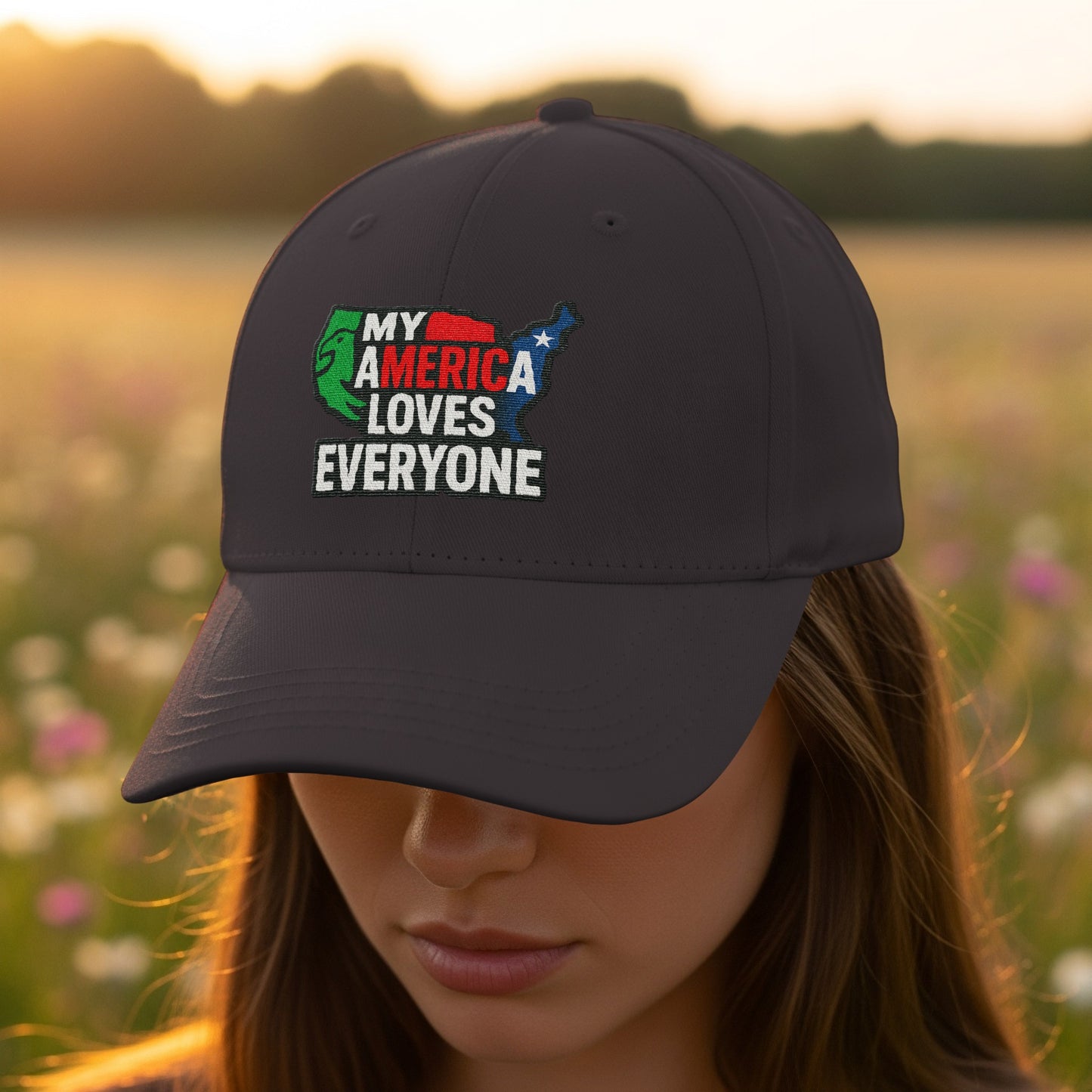 My America Loves Everyone Embroidered Cap product type