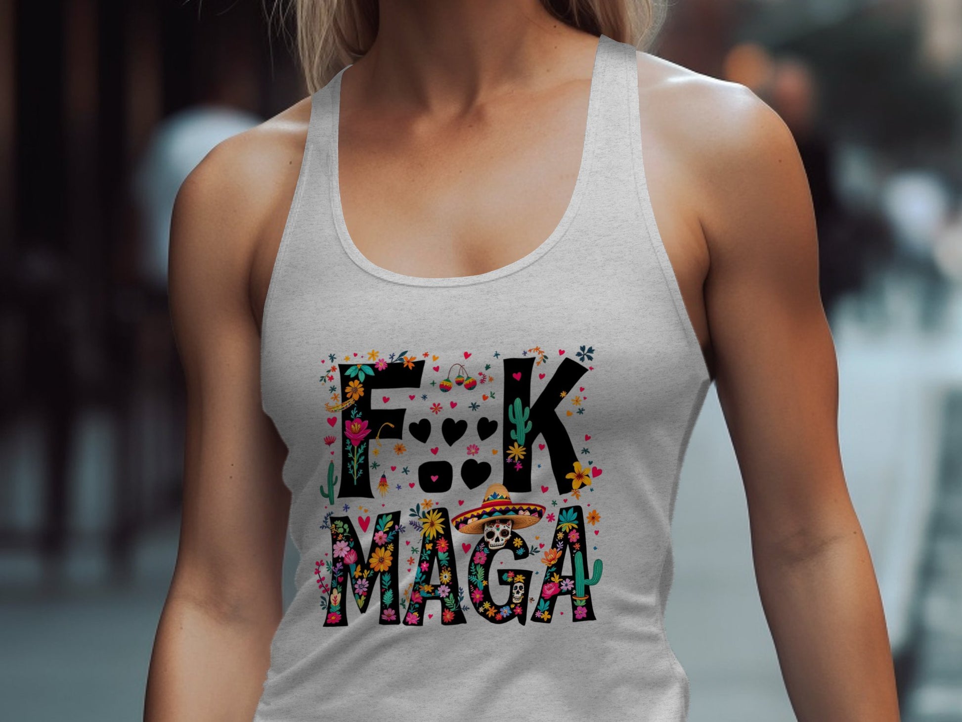 Fk MAGA Colorful Floral Design Graphic Tank Top product