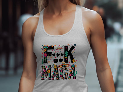 Fk MAGA Colorful Floral Design Graphic Tank Top product