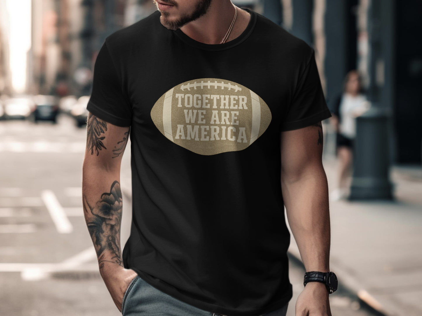 Together We Are America Football Design T-shirt