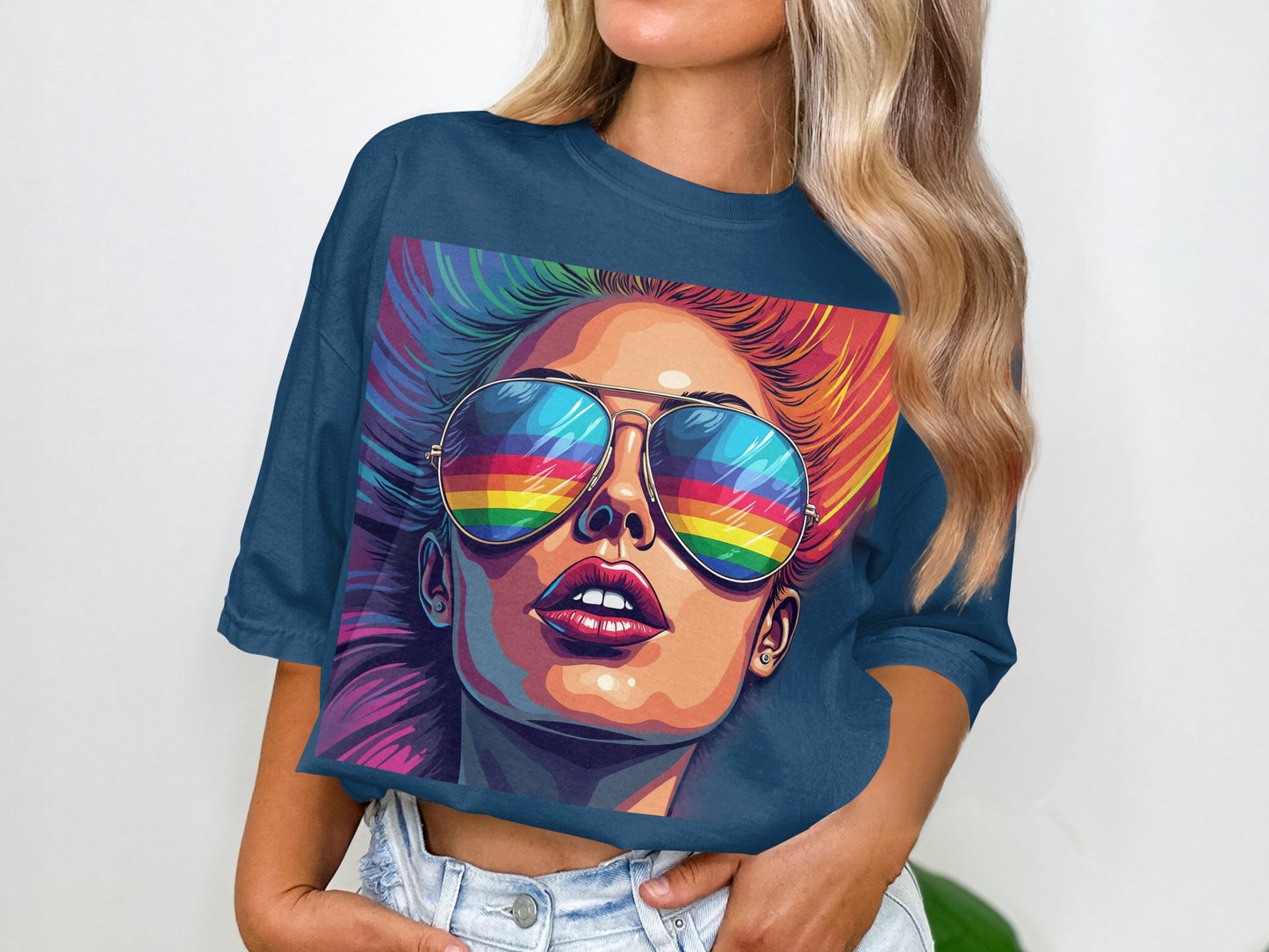 Colorful Reflective Sunglasses Graphic Print Shirt product type