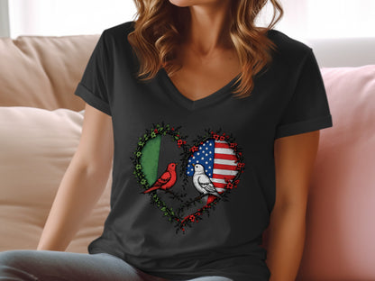 Heart Shaped Flag Design Birds Graphic T-Shirt product type