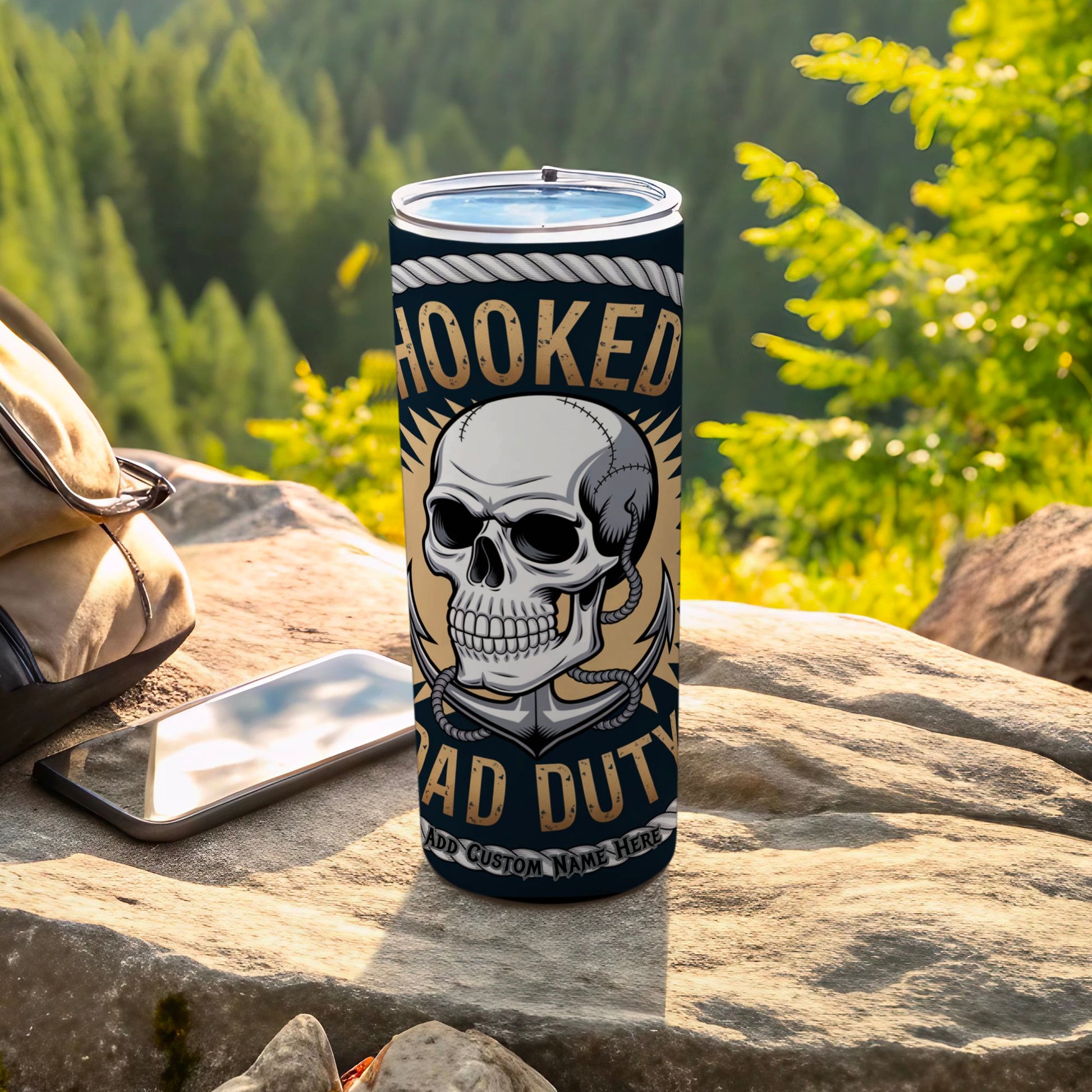Hooked On Dad Duty Skull Design Tumbler product