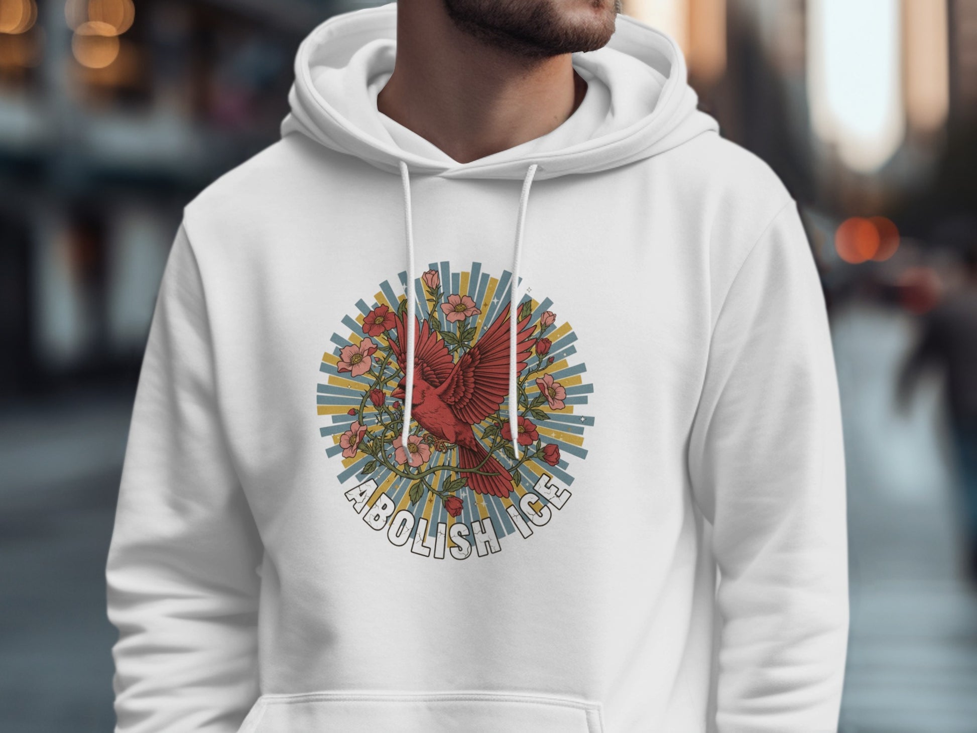 Abolish Ice Graphic Hoodie with Red Cardinal Print product