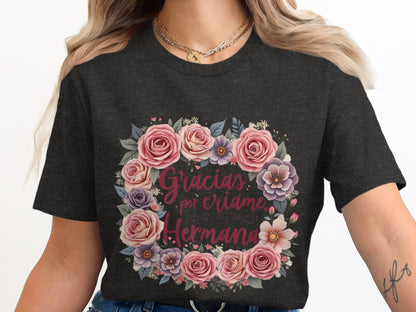 Gracias Por Cuidarme Hermana Flower Print Shirt product type