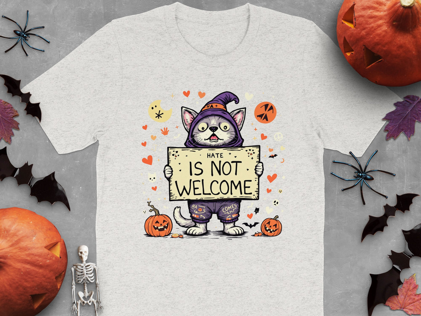 Hate Is Not Welcome Halloween Cat T-Shirt product type