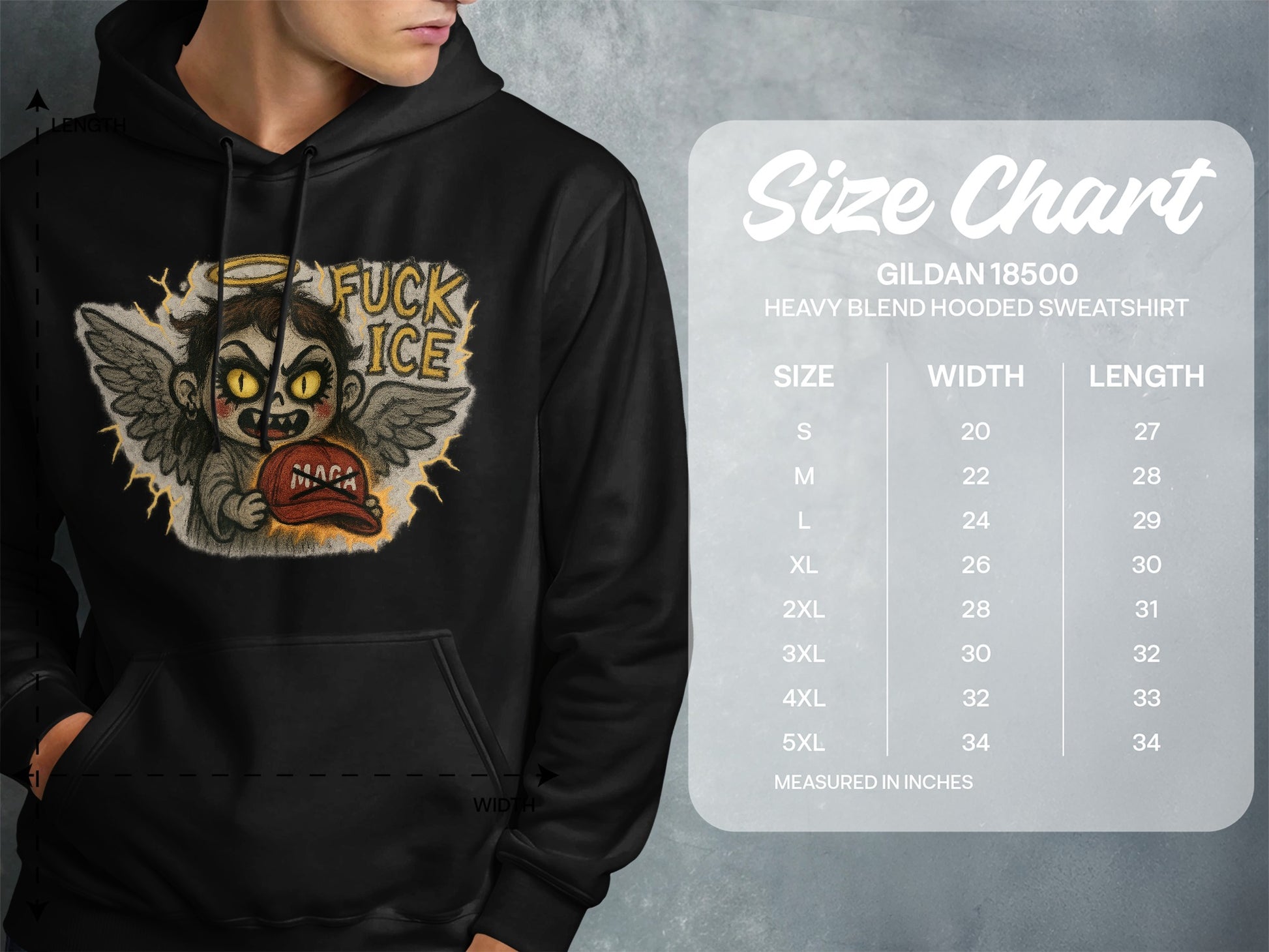 Angel Demon Graphic Heavy Blend Hooded Sweatshirt product