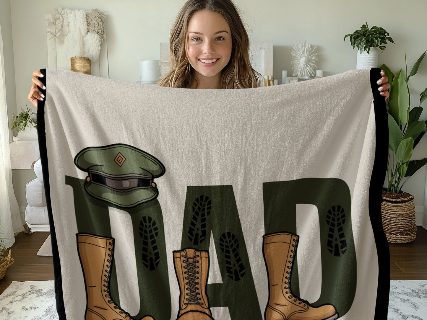 Dad Boots Hat Green Letters Blanket product type