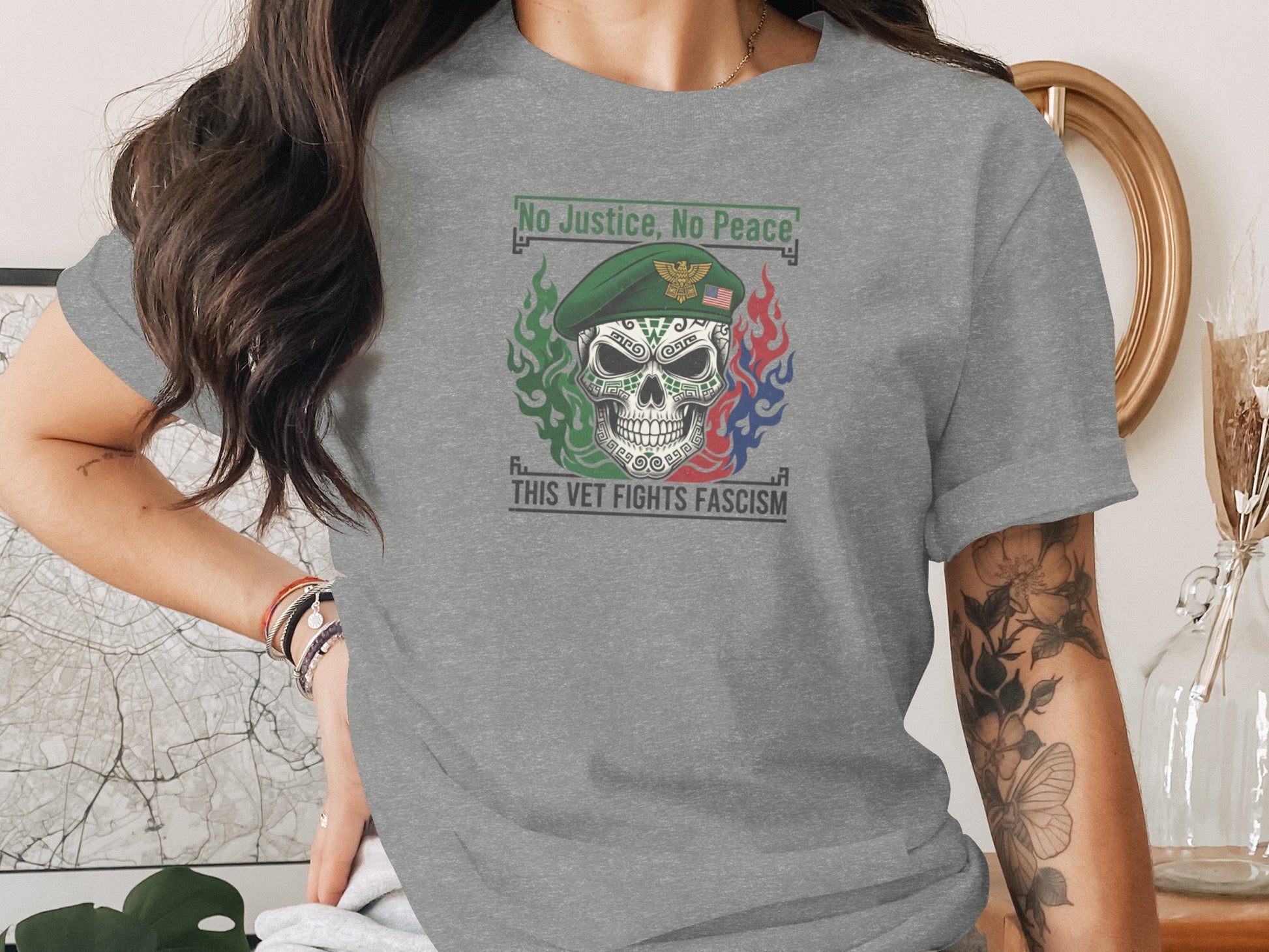 No Justice No Peace This Vet Fights Fascism T-Shirt