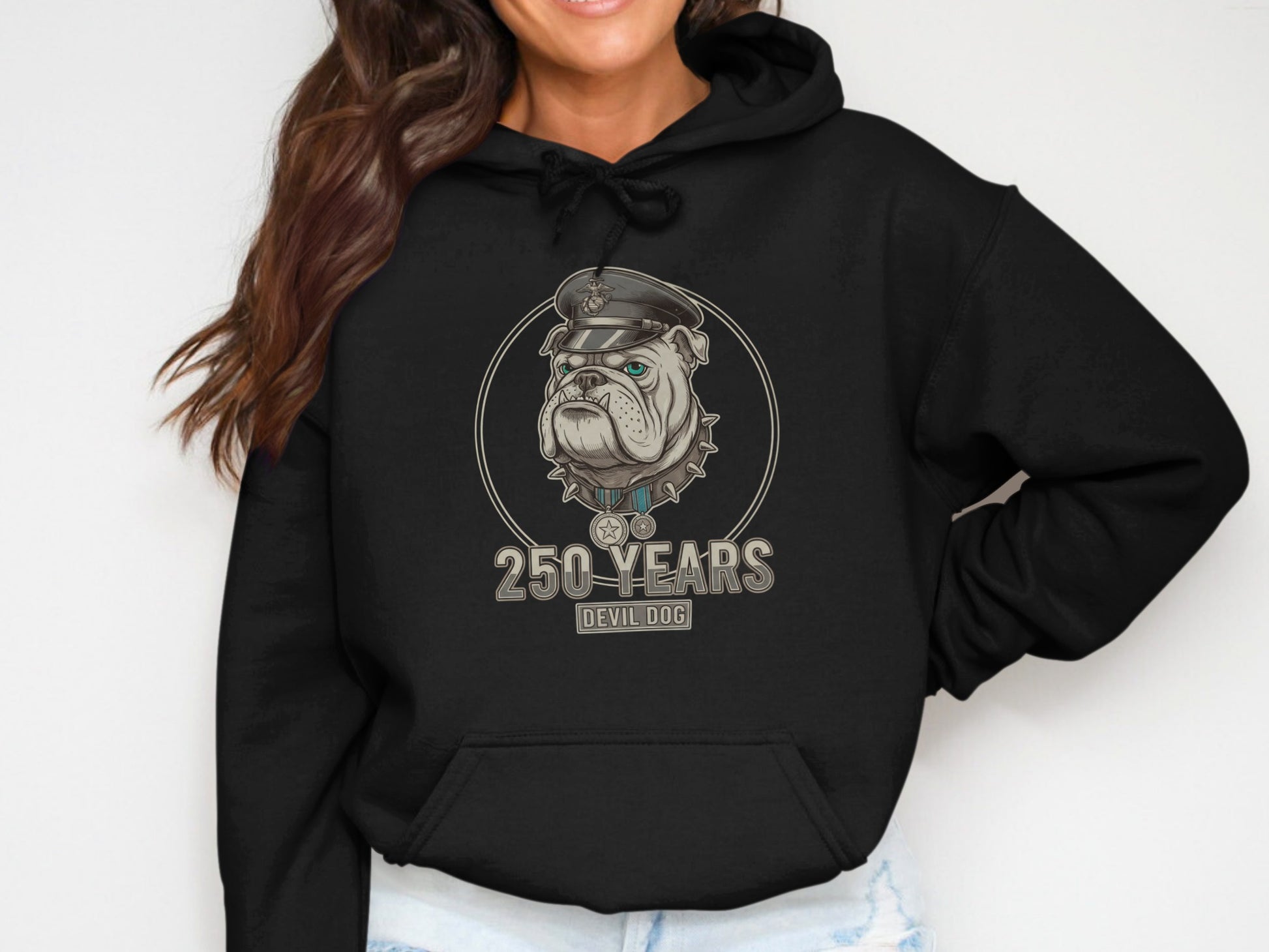 250 Years Devil Dog Hoodie for Bulldog Lovers