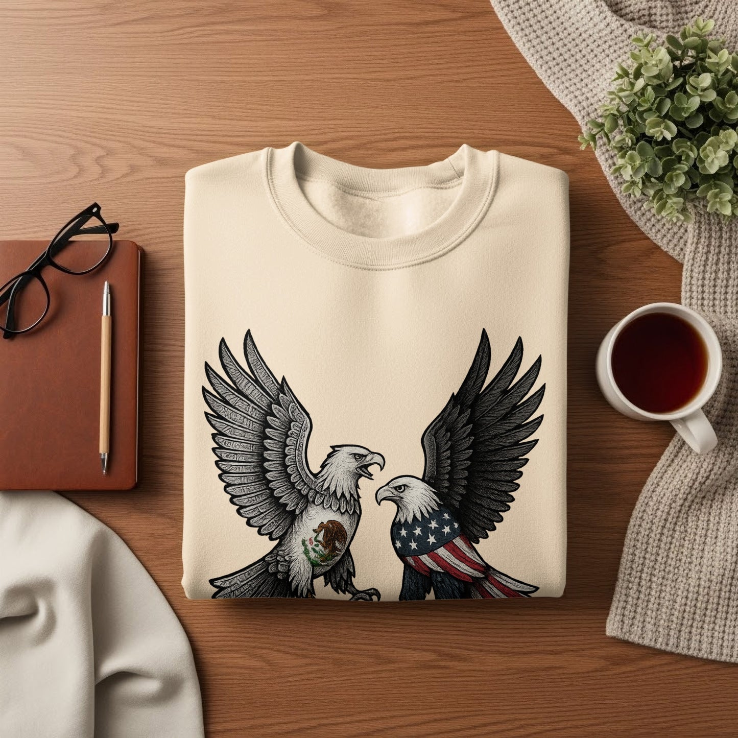 Bald and Mexican Eagle Graphic Design Sweatshirt