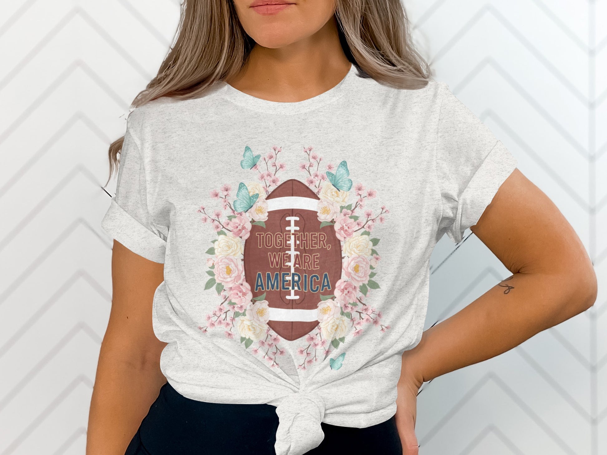 Together We Are America Floral Football Shirt