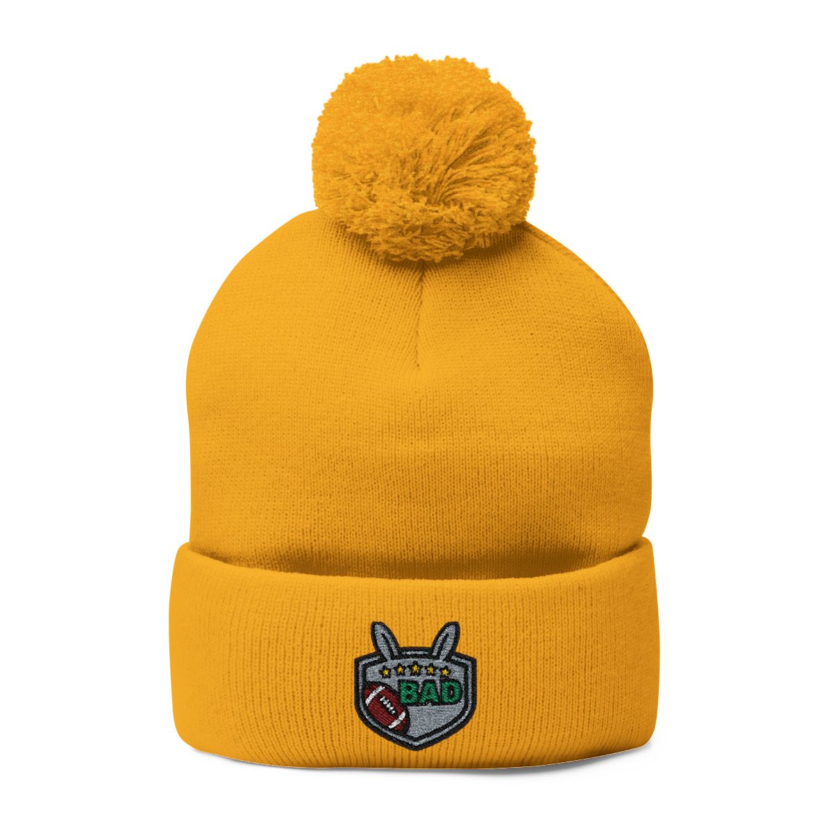 Stylish Yellow Beanie with BAD Patch Winter Hat