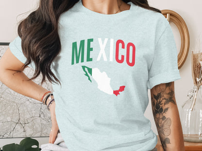 Mexico Themed Map and Flag Graphic T-Shirt product type