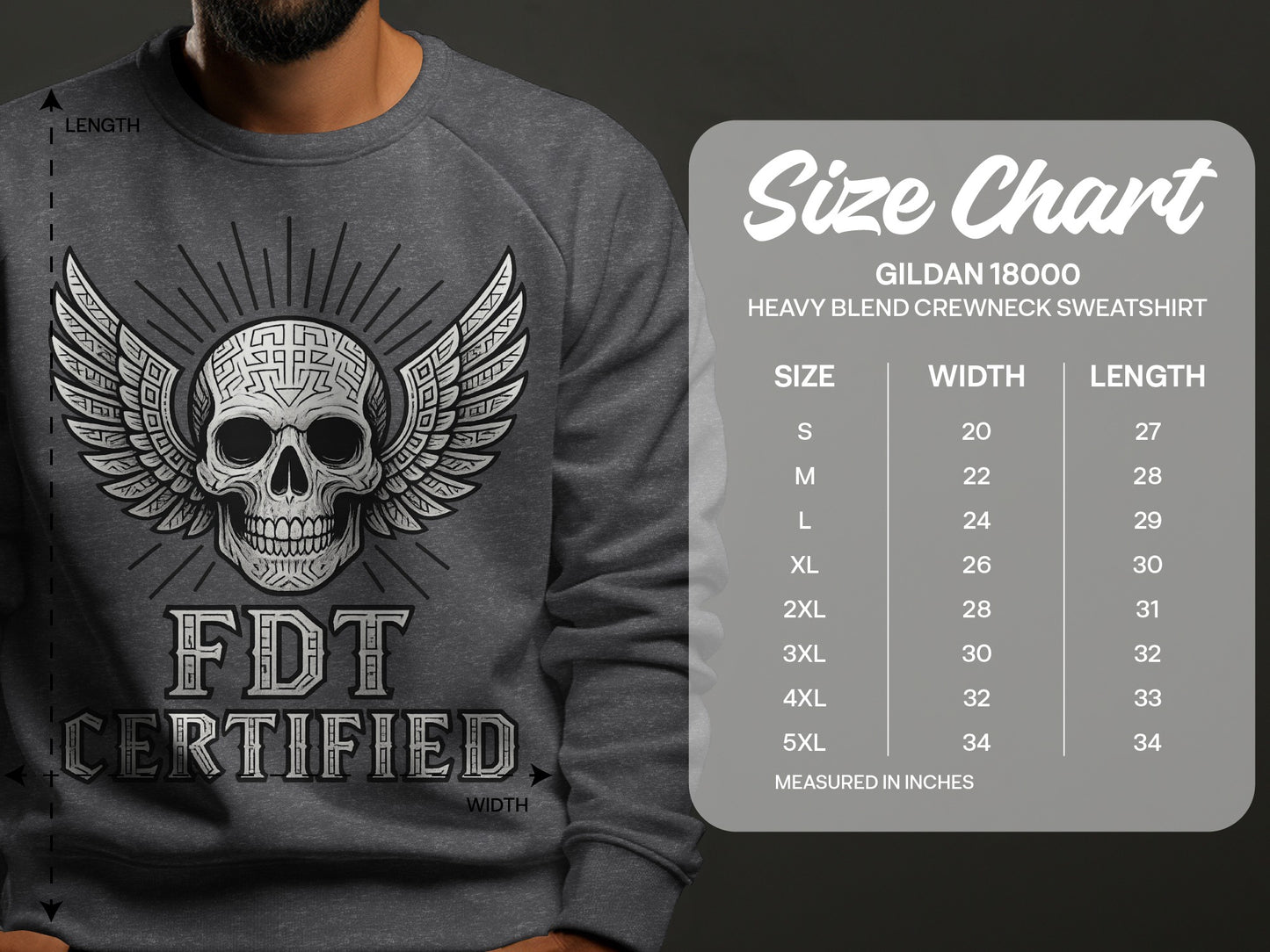 FDT Certified Skull Design Gildan 18000 Sweatshirt
